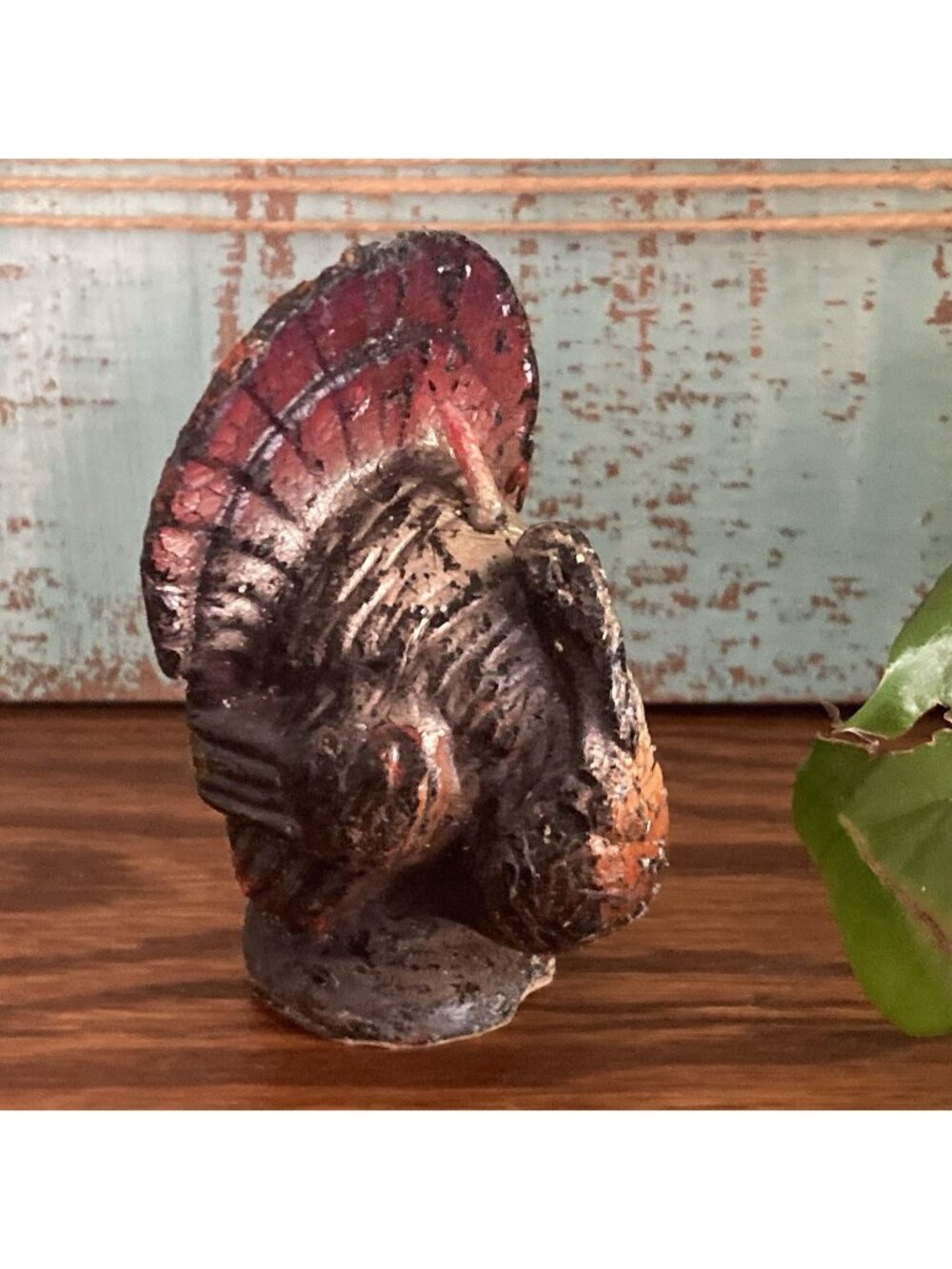 Vintage Gurley Thanksgiving Turkey Candle 3" Red Feathers 1960’s Fall Decor